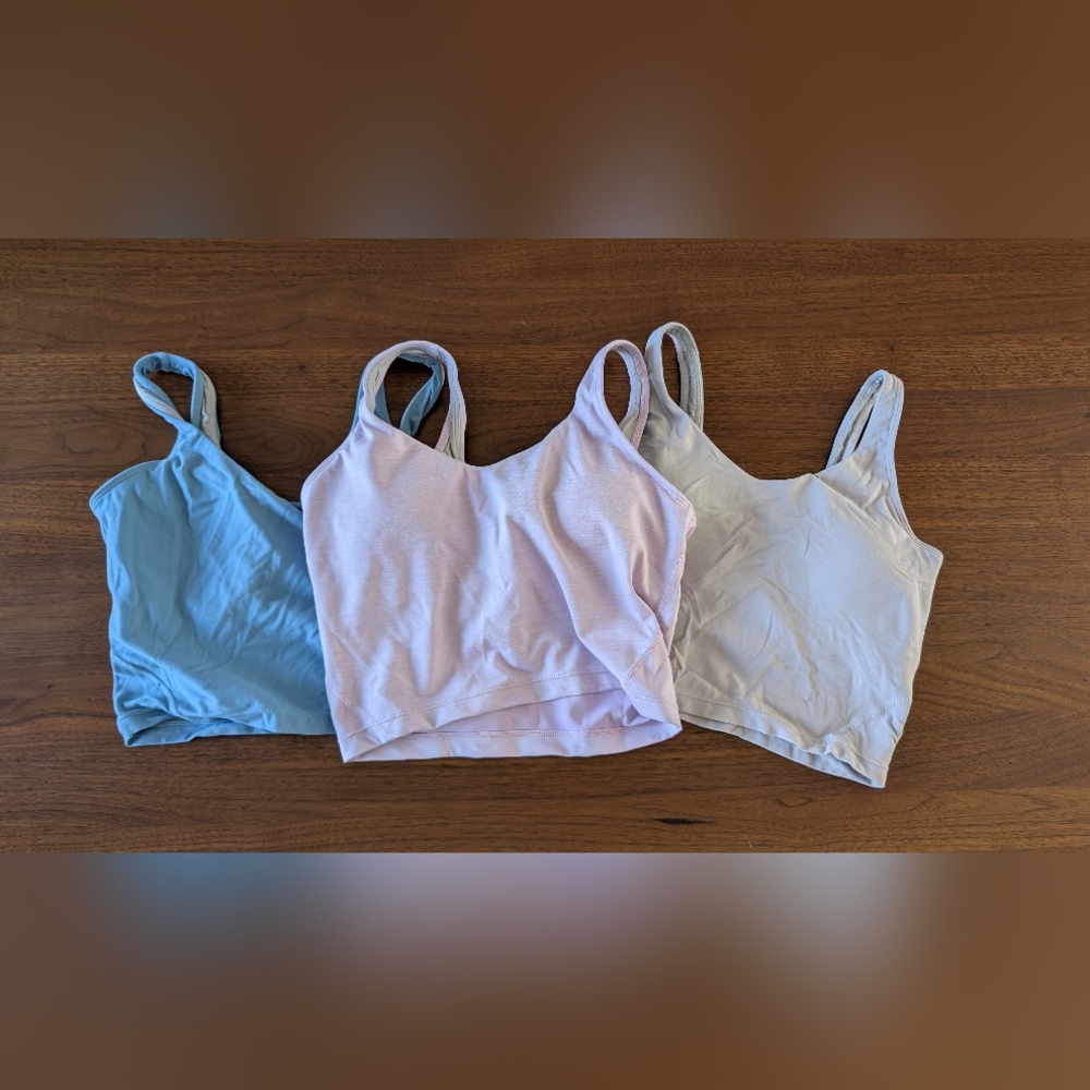 Trio of Soft Tank Tops in Blue, Lilac And mauve